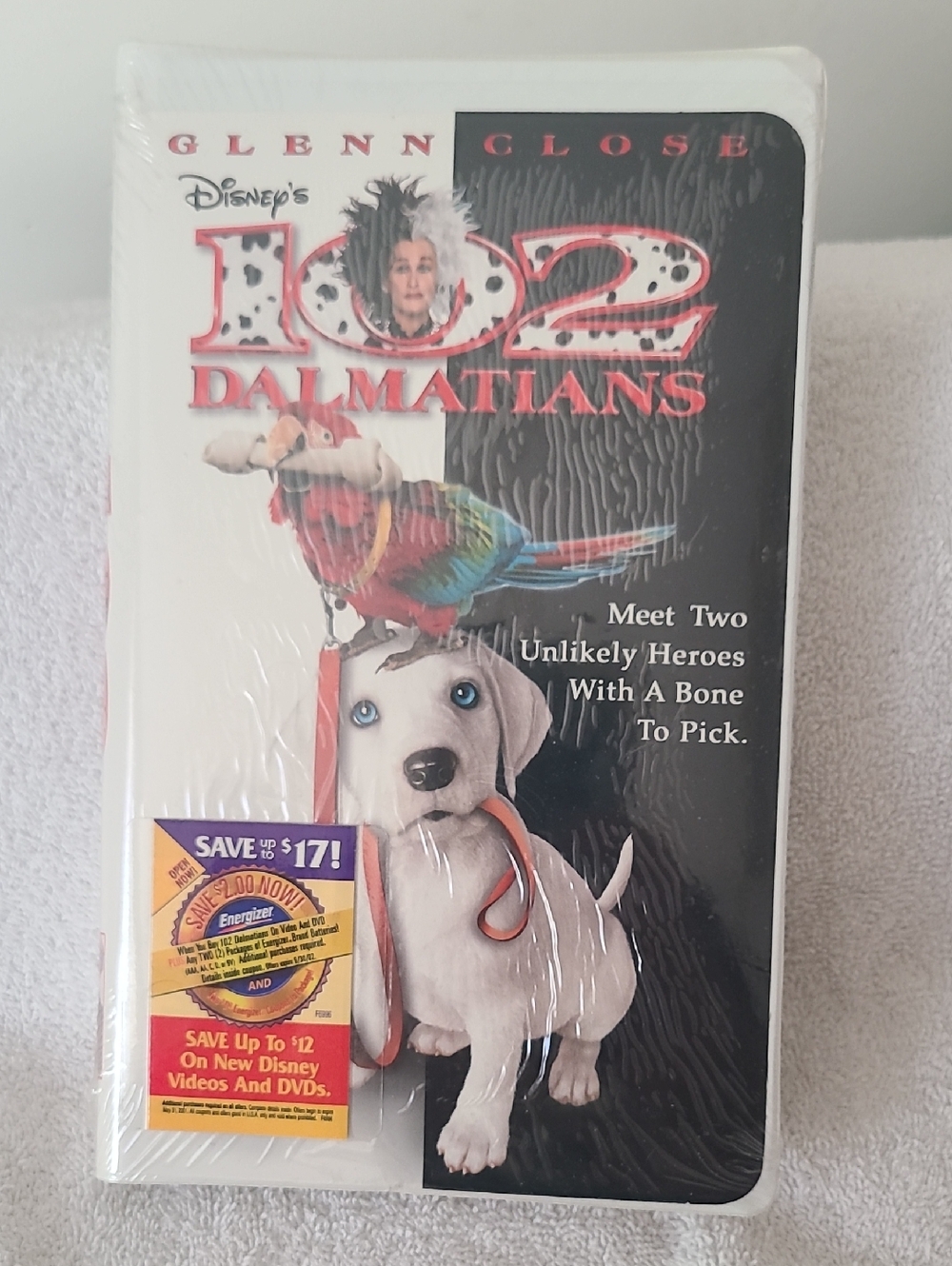 Disney 102 Dalmatians White Puppy Toy with Colorful Parrot Artwork